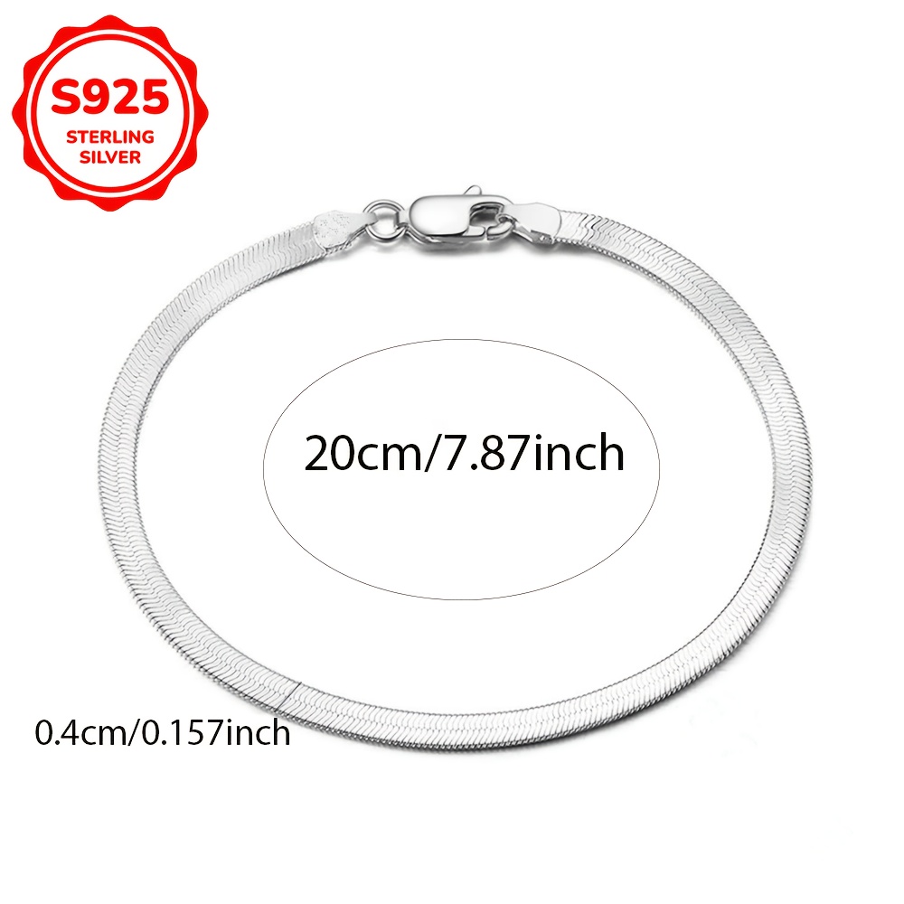 925 Silver Flat Snake Chain Bracelet - Women's Lightweight Elegance